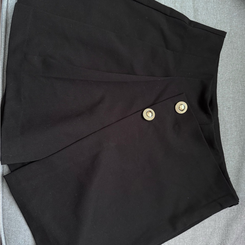 Chic Black  Zara Skort with Gold Button Detail
